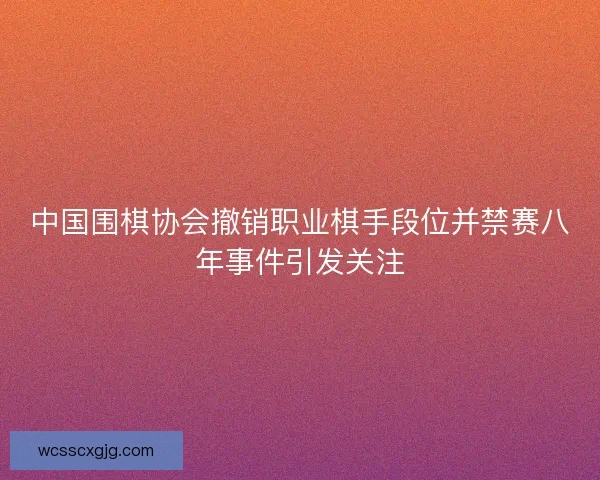 中国围棋协会撤销职业棋手段位并禁赛八年事件引发关注