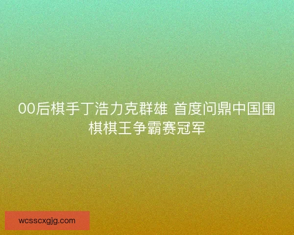 00后棋手丁浩力克群雄 首度问鼎中国围棋棋王争霸赛冠军