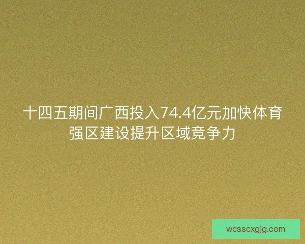 十四五期间广西投入74.4亿元加快体育强区建设提升区域竞争力 十四五期间广西投入74.4亿元加快体育强区建设提升区域竞争力