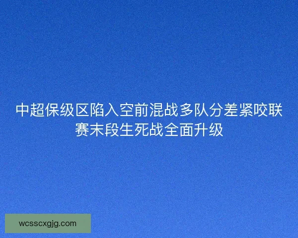 中超保级区陷入空前混战多队分差紧咬联赛末段生死战全面升级 中超保级区陷入空前混战多队分差紧咬联赛末段生死战全面升级
