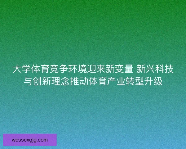 大学体育竞争环境迎来新变量 新兴科技与创新理念推动体育产业转型升级 大学体育竞争环境迎来新变量 新兴科技与创新理念推动体育产业转型升级